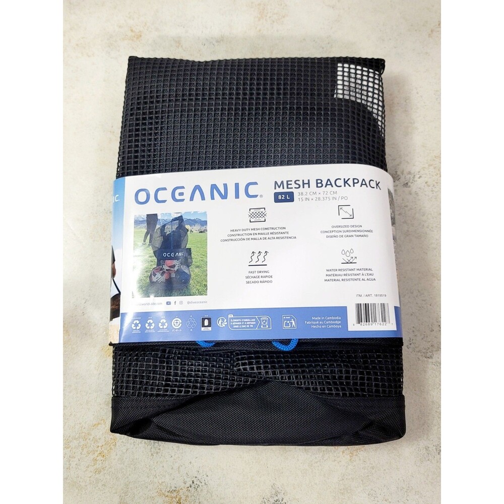 Oceanic Mesh Backpack Gear Bag 82L Black Oversized Scuba Dive Sport Bag NIP - Picture 8 of 15